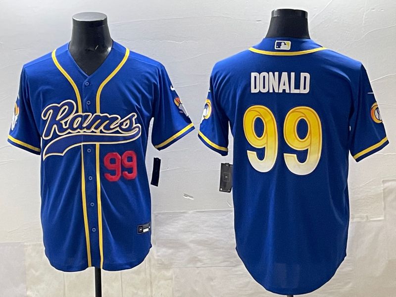 Men 2025 Los Angeles Rams #99 Donald Blue Second generation joint name Nike Limited NFL Jersey style 02